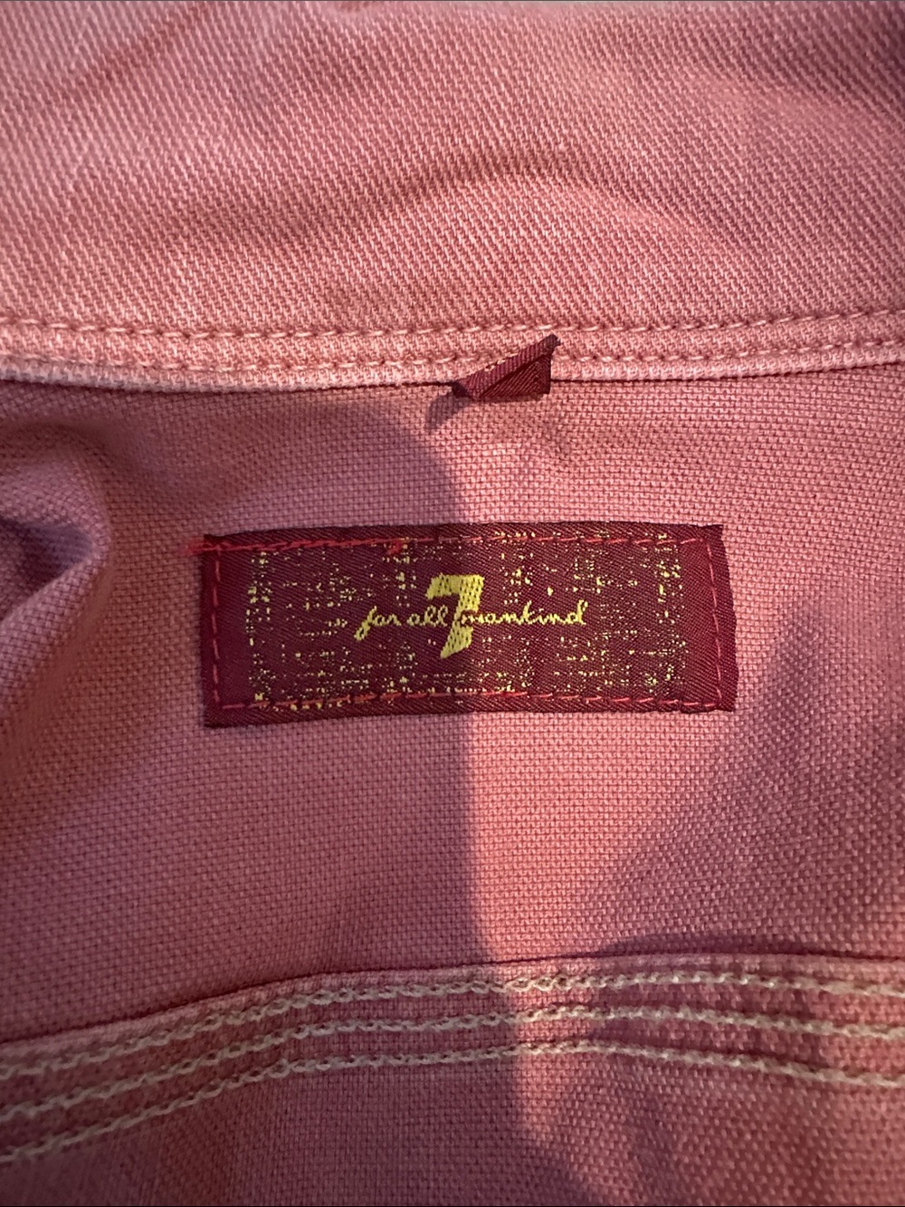 7 For All Mankind Distressed Rust-Colored Denim Jacket - Picture 5 of 6